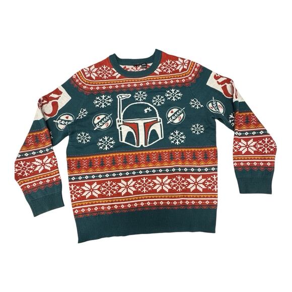 Star Wars Other - Star Wars Sweater Men's XXL Green Boba Fett Mandalorian Ugly Christmas Pullover